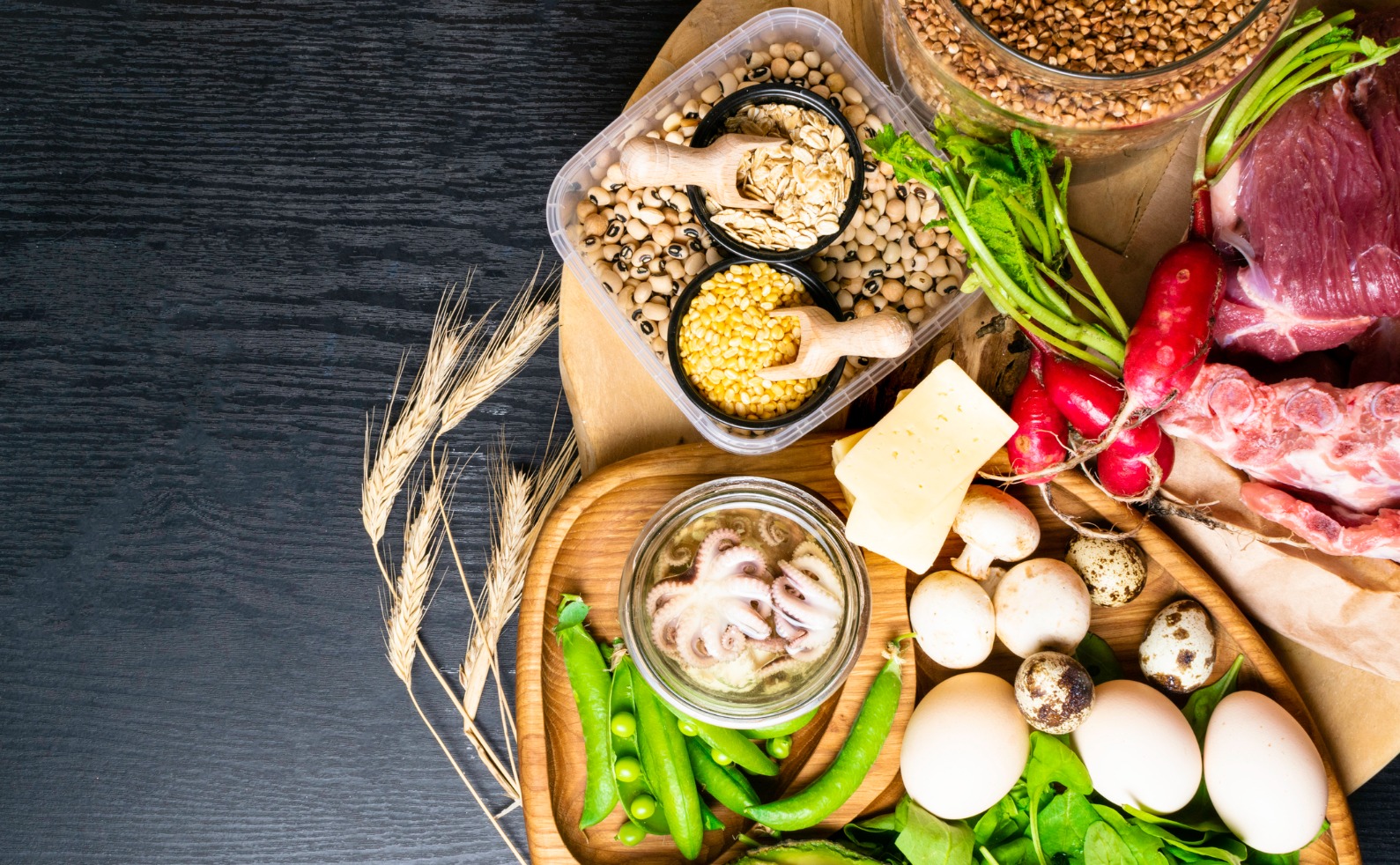 FINALfoods high in zinc as octopus beef buckwheat yellow cheese spinach picture id995687748